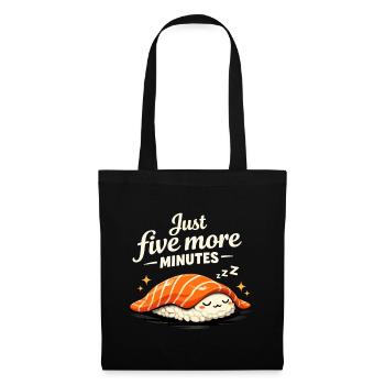 Sleeping Sushi – Just 5 More Minutes Retro Design - Stoffbeutel - Schwarz - Vorne