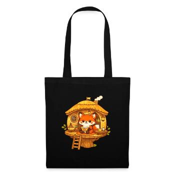 Reading fox in the tree house - Tote Bag - black - Front