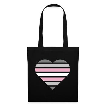 Pride Flag Heart · Demigirl - Stoffbeutel - Schwarz - Vorne