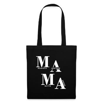 Gestaffeltes MAMA Design in Weiß für dunkle Mode - Stoffbeutel - Schwarz - Vorne