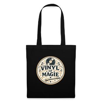 Vinyl ist Magie – Retro Schallplatte - Stoffbeutel - Schwarz - Vorne