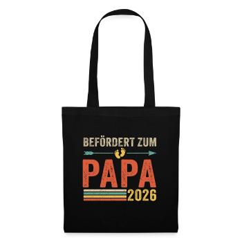 Retro Befördert zum Papa 2026 - Stoffbeutel - Schwarz - Vorne