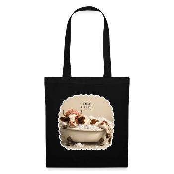I Need a Minute – Tired Cow in Bathtub - Tote Bag - black - Front