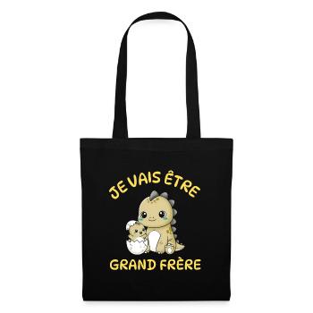 Enfant T-Shirt Dinosaure Grand Frère - Cadeau  - Sac en tissu - noir - Devant