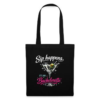 Enterrement de vie de jeune fille Verre Martini – Sip Happens Bachelorette - Sac en tissu - noir - Devant