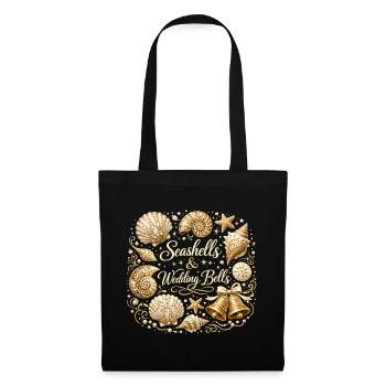 Coquillages et cloches de mariage – Enterrement de vie de garçon maritime - Sac en tissu - noir - Devant