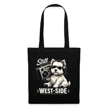 Cooler Westie mit Boombox: Still West-Side - Stoffbeutel - Schwarz - Vorne