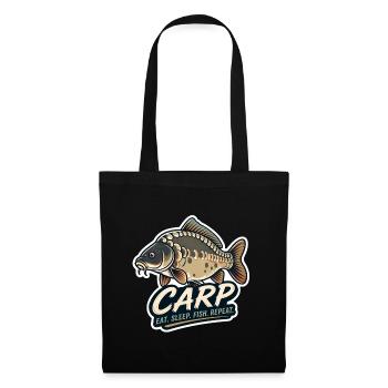 Carp Eat Sleep Fish Repeat – Mirror Carp Design - Tote Bag - black - Front