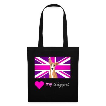 PURPLEWHIPPET (White text, Vibrant) - Tote Bag - black - Front