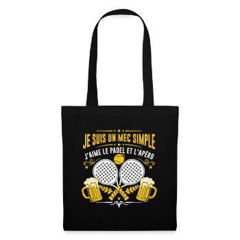 Mec Simple sportif Padel et Apéro - Sac en tissu - noir - Devant