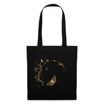 Golden Moon Leaves Circle Frame - Tote Bag - black - Front