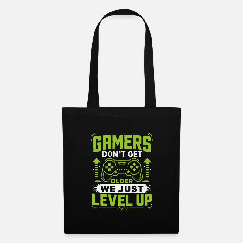 Gamer Spruch Level Up Neon - Stoffbeutel - Schwarz