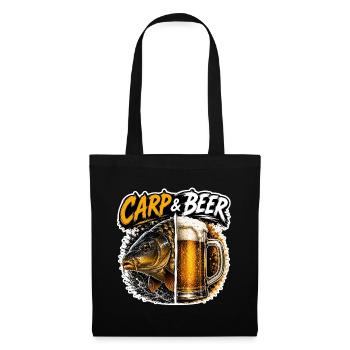 Carpe et bière : design de pêche drôle - Sac en tissu - noir - Devant
