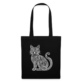 Katze Skizze  - Stoffbeutel - Schwarz - Vorne