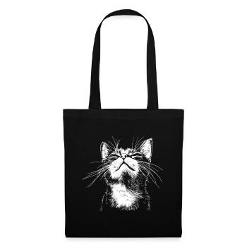 Lustige Katze Gesicht - Stoffbeutel - Schwarz - Vorne