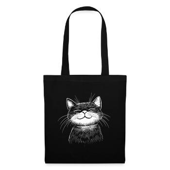 Katze Skizze  - Stoffbeutel - Schwarz - Vorne