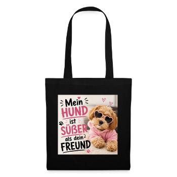 Mein Hund ist süßer als dein Freund - Stoffbeutel - Schwarz - Vorne