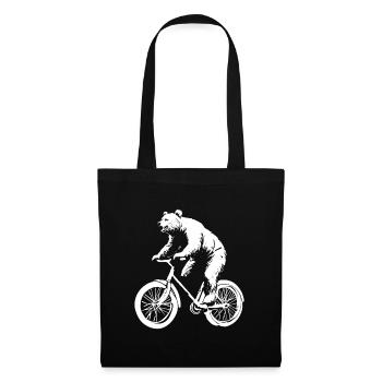 Lustig Fahrrad Bär   - Stoffbeutel - Schwarz - Vorne