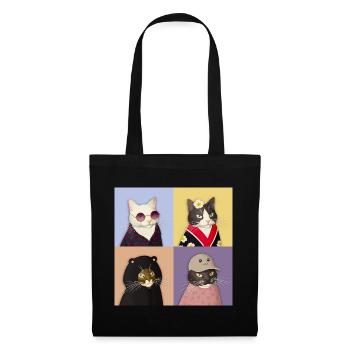 Cat Couture Quartett - Stoffbeutel - Schwarz - Vorne