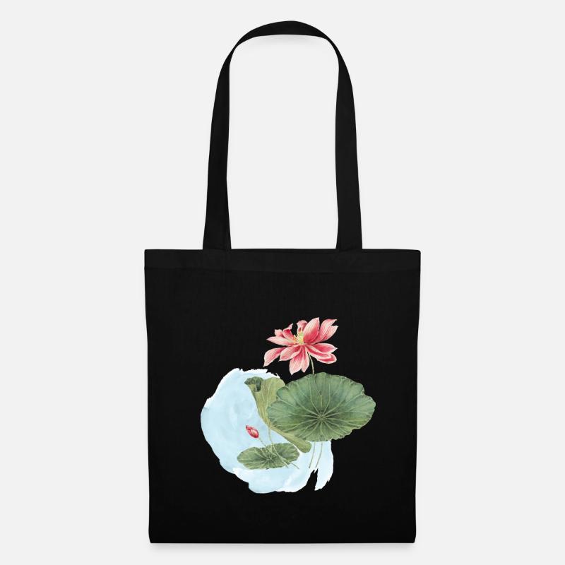 Magie de la Fleur d’Aquarelle en Nénuphar - Sac en tissu - noir