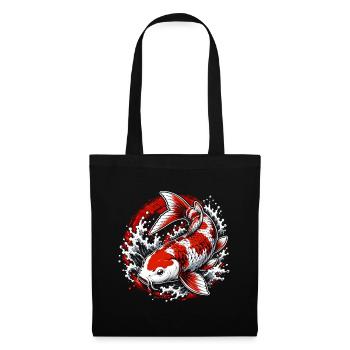 Conception artistique éclaboussée de carpe koi rouge blanc - Sac en tissu - noir - Devant