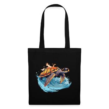 Wild sea turtle in wave - Tote Bag - black - Front