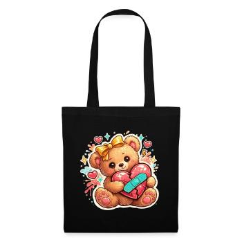 Cute Broken Heart Teddy Bear – Love Aesthetic - Sac en tissu - noir - Devant