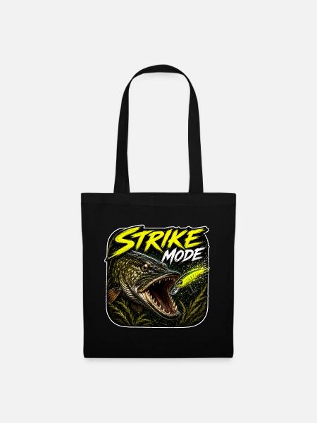 Strike-Mode Hechtfischerei-Design - Stoffbeutel - Schwarz
