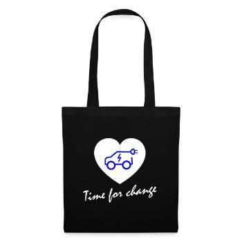 Time for change E-car heart - Tote Bag - black - Front