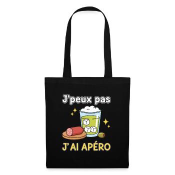 J’ai Apéro – Humour festif - Sac en tissu - noir - Devant
