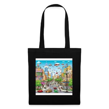 La ville haute en couleur du futur - Sac en tissu - noir - Devant