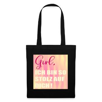 Stolz auf Dich Mädchen - Stoffbeutel - Schwarz - Vorne