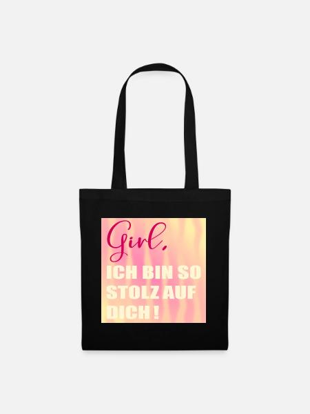 Stolz auf Dich Mädchen - Stoffbeutel - Schwarz