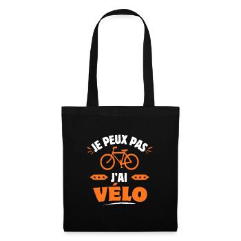 je peux pas j'ai vélo - Sac en tissu - noir - Devant