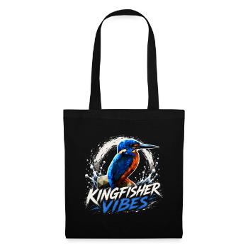 Kingfisher Vibes Vogeldesign - Stoffbeutel - Schwarz - Vorne