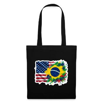 Sticker USA Brésil - Design Drapeau Double Nationa - Sac en tissu - noir - Devant