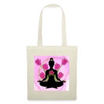 Meditative Silhouette rosa Hibiskus - Stoffbeutel - Natur - Vorne
