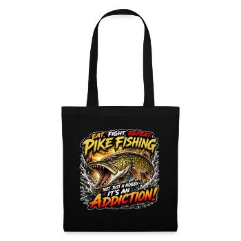 T-shirt Brochet Pêcheur Accro - Sac en tissu - noir - Devant