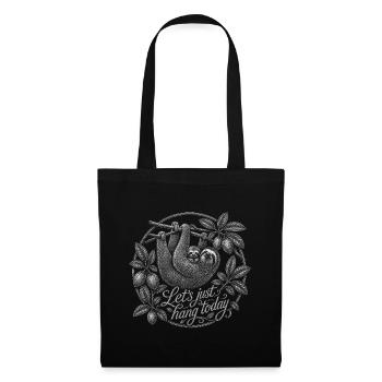Faultier Mama mit Baby – Let's Hang Today - Stoffbeutel - Schwarz - Vorne