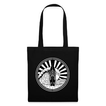 Planche de Surf Vague Ocean Sunburst Badge Retro - Sac en tissu - noir - Devant