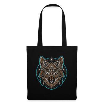 Geometrischer Fuchs Mandala Tattoo - Stoffbeutel - Schwarz - Vorne