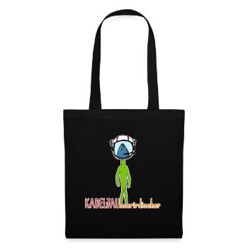 Kabeljau Alien Fisch Humor Geschenk für Angler - Stoffbeutel - Schwarz - Vorne
