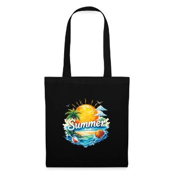 Plage d’été et palmiers - Sac en tissu - noir - Devant