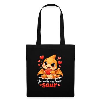 Cute Baby Dino Pterodactyl – Heart Saur Saying - Tote Bag - black - Front