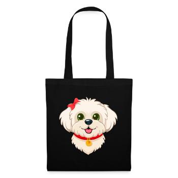 Cute Maltese Puppy (Portrait comique) - Sac en tissu - noir - Devant