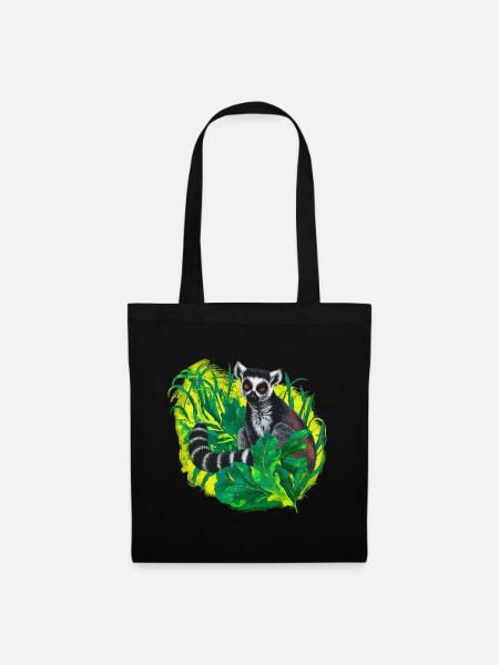 Katta Lemur Dschungel Madagaskar Illustration - Stoffbeutel - Schwarz