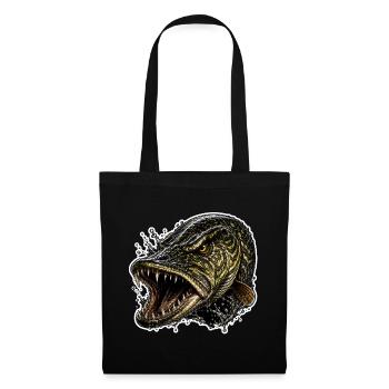 Pêche au brochet - Sac en tissu - noir - Devant
