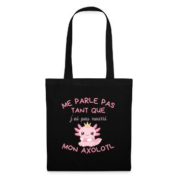 T-shirt Axolotl Kawaii Couronné Rose  - Sac en tissu - noir - Devant
