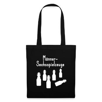 Männer 6 Bier Sechs Spielzeuge Witz zweideutig - Stoffbeutel - Schwarz - Vorne