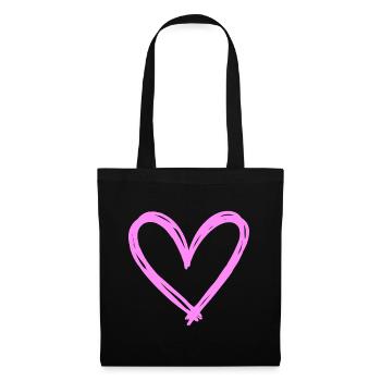 Cœur - Sac en tissu - noir - Devant